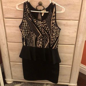 Black and nude sleeveless cocktail dress